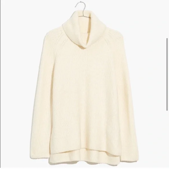Madewell Mercer Turtleneck in Coziest Yarn white cream wool blend size large - Picture 4 of 6
